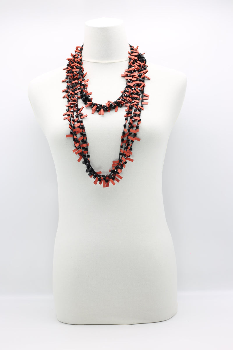 Hand-crocheted Coral Rubber with Crystal Beads Necklace - Jianhui London
