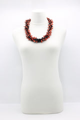 Hand-crocheted Coral Rubber with Crystal Beads Necklace - Jianhui London