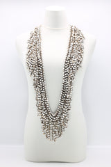 Hand Crocheted Wooden Beads Short Tassel Long Necklace - Jianhui London