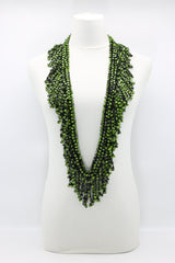 Hand Crocheted Wooden Beads Short Tassel Long Necklace - Jianhui London
