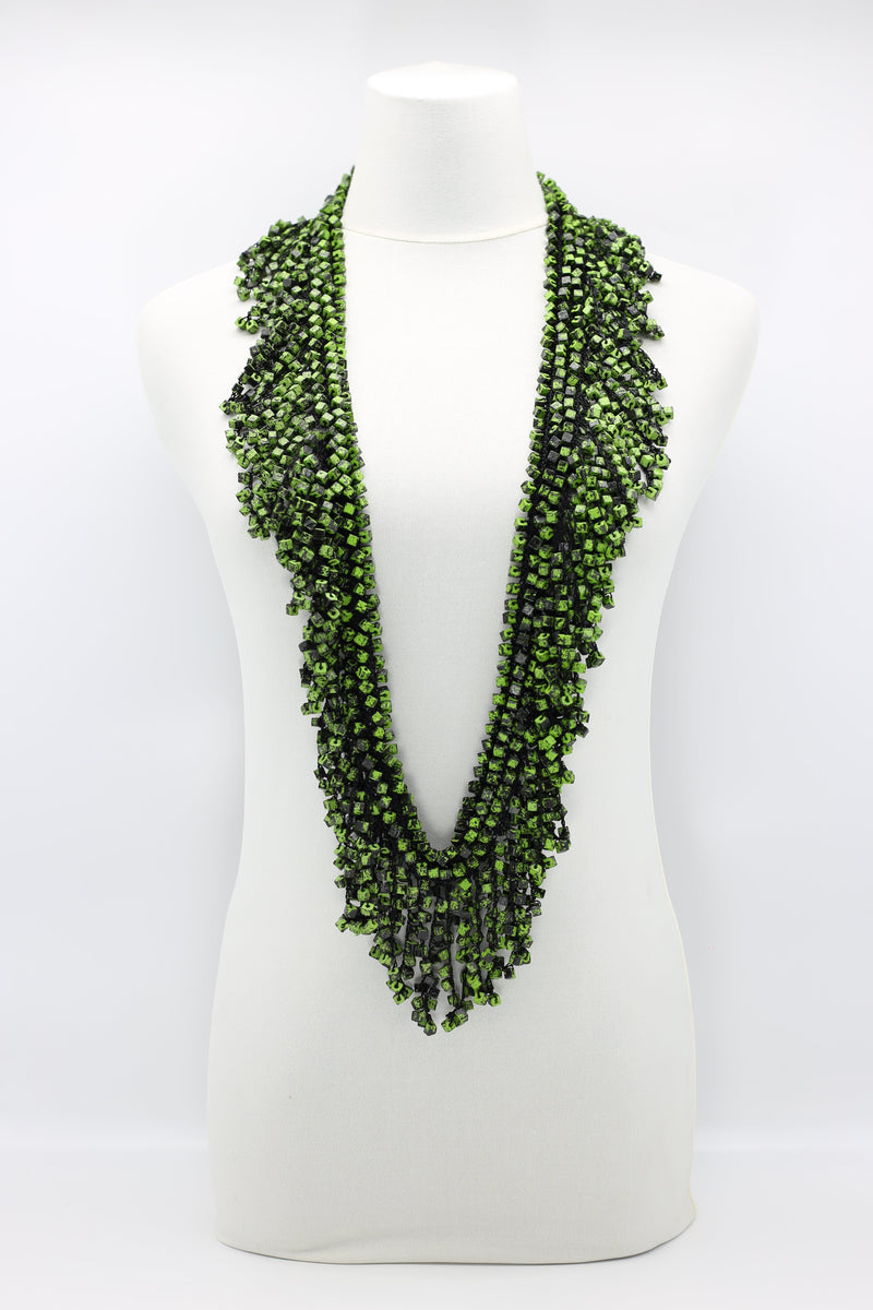 Hand Crocheted Wooden Beads Short Tassel Long Necklace - Jianhui London