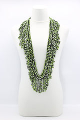 Hand Crocheted Wooden Beads Short Tassel Long Necklace - Jianhui London
