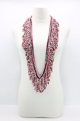 Hand Crocheted Wooden Beads Short Tassel Long Necklace - Jianhui London