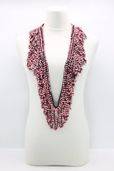 Hand Crocheted Wooden Beads Short Tassel Long Necklace - Jianhui London