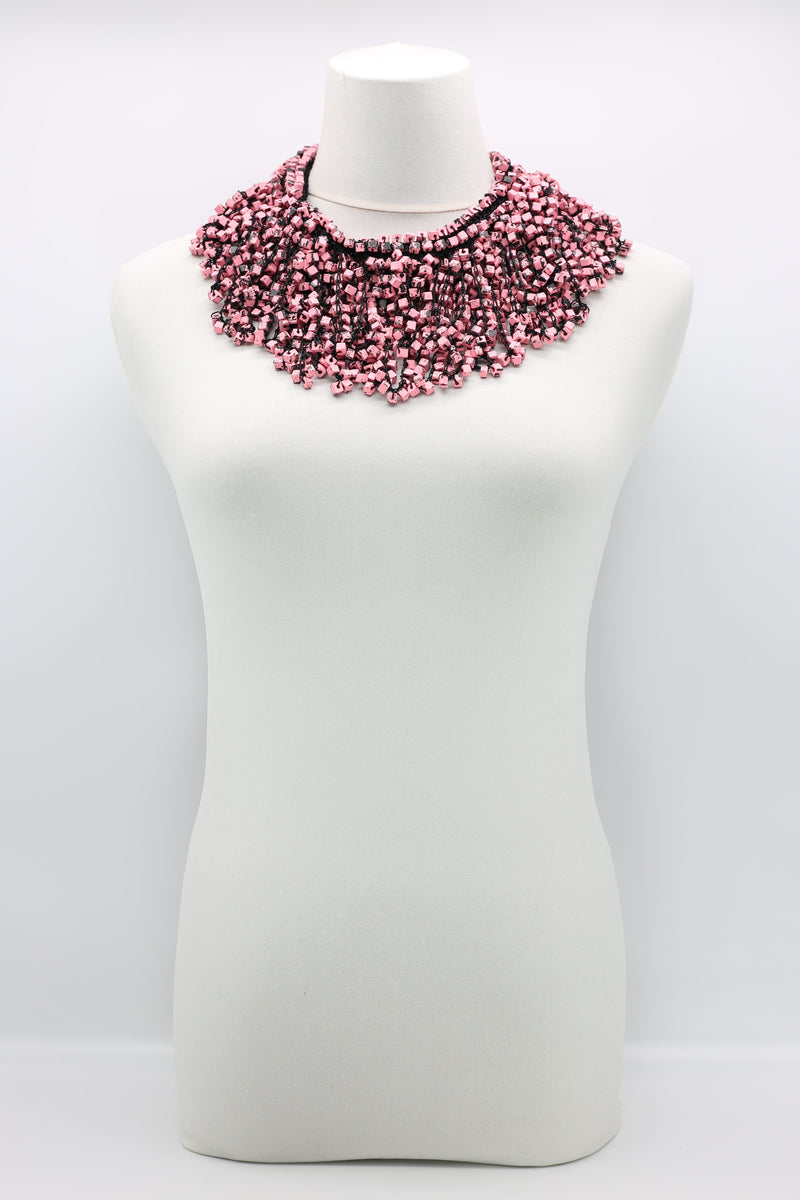 Hand Crocheted Wooden Beads Short Tassel Long Necklace - Jianhui London