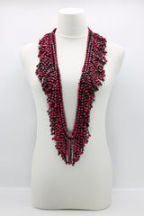 Hand Crocheted Wooden Beads Short Tassel Long Necklace - Jianhui London