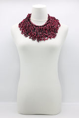 Hand Crocheted Wooden Beads Short Tassel Long Necklace - Jianhui London