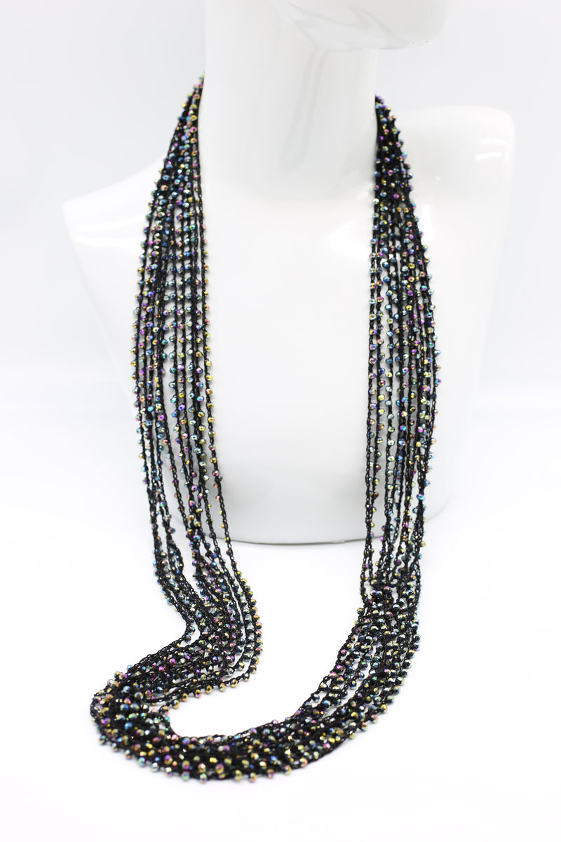 Mini Crystals on Hand-crocheted Cord Necklaces - Jianhui London