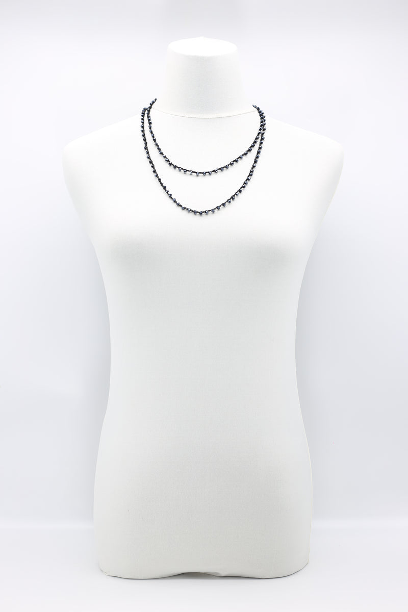 Mini Crystals on Hand-crocheted Cord Necklaces - Single strand - Jianhui London