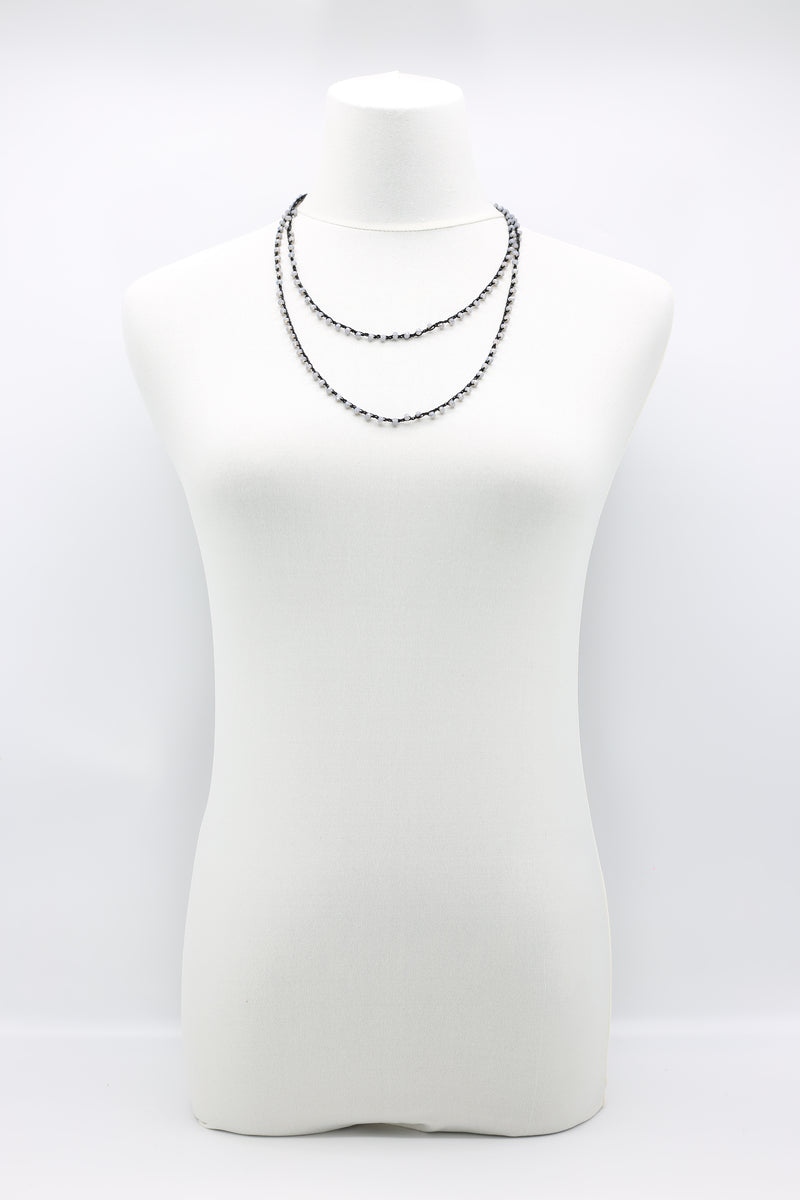 Mini Crystals on Hand-crocheted Cord Necklaces - Single strand - Jianhui London