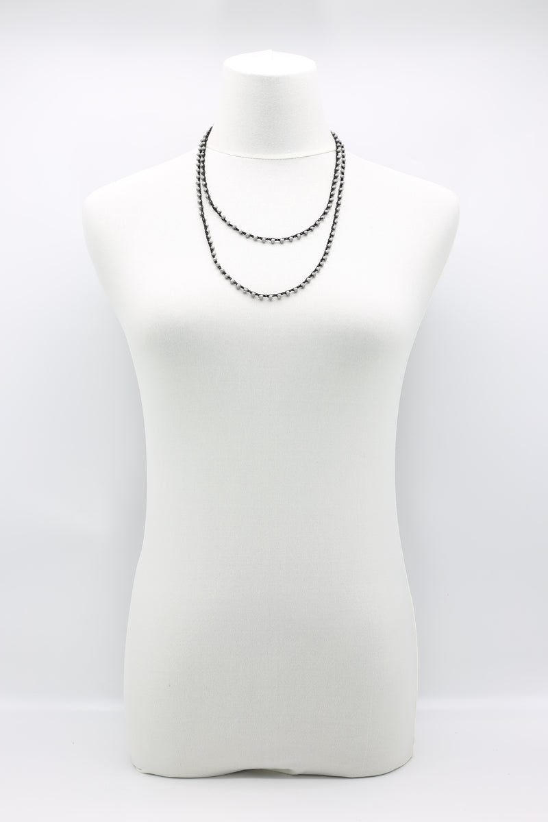Mini Crystals on Hand-crocheted Cord Necklaces - Single strand - Jianhui London