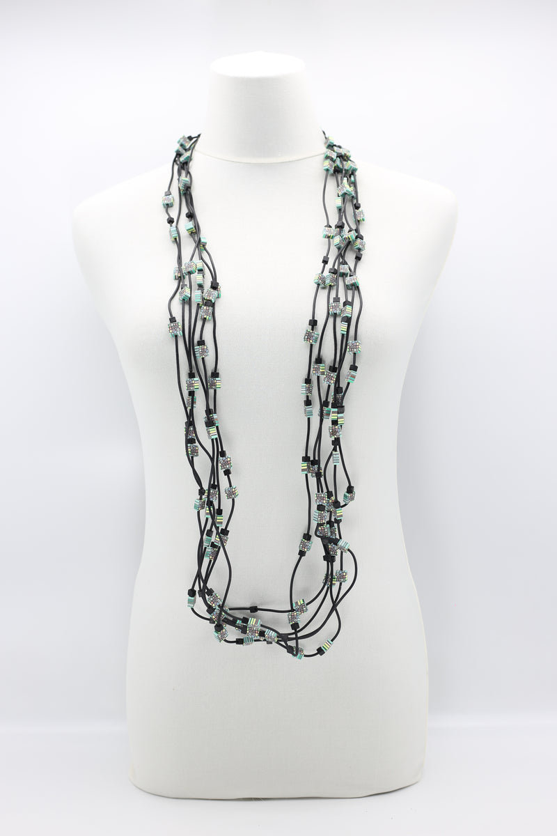 10-Strand Polymer Cubic Squares Necklace - Jianhui London