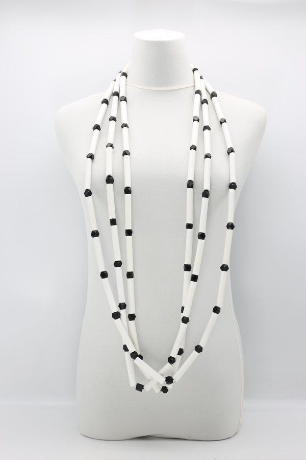 3 Strand Recycled Wooden Tube Necklace - Jianhui London