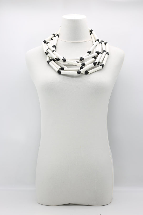 3 Strand Recycled Wooden Tube Necklace - Jianhui London