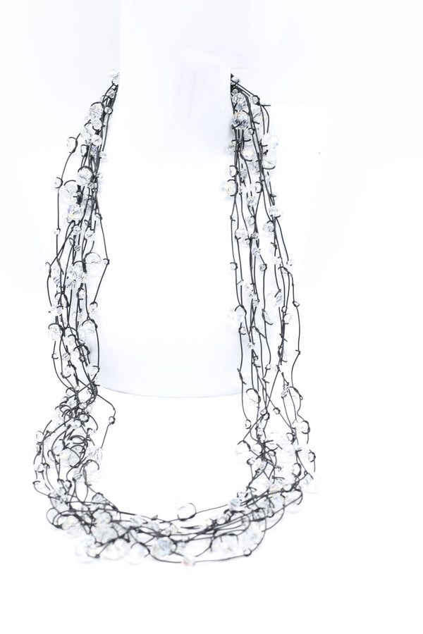 Crystal Faceted Beads on Fishing Wire Necklaces - Jianhui London