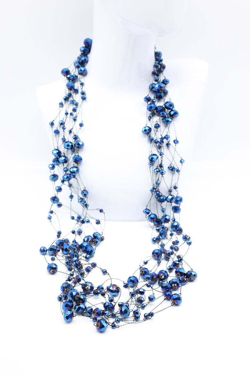 Crystal Faceted Beads on Fishing Wire Necklaces - Jianhui London