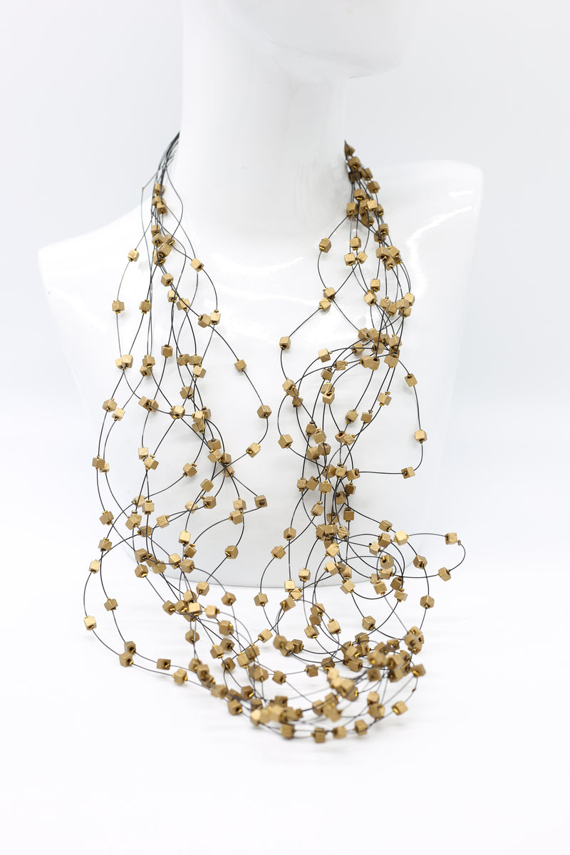 10-Strand Wooden Beads with Crimps Necklaces - Jianhui London