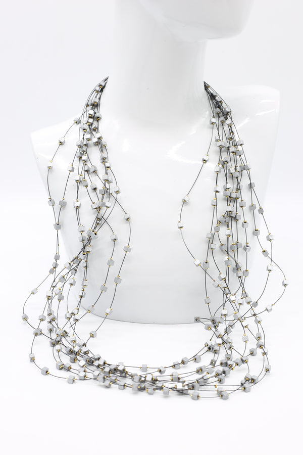 10-Strand Wooden Beads with Crimps Necklaces - Jianhui London