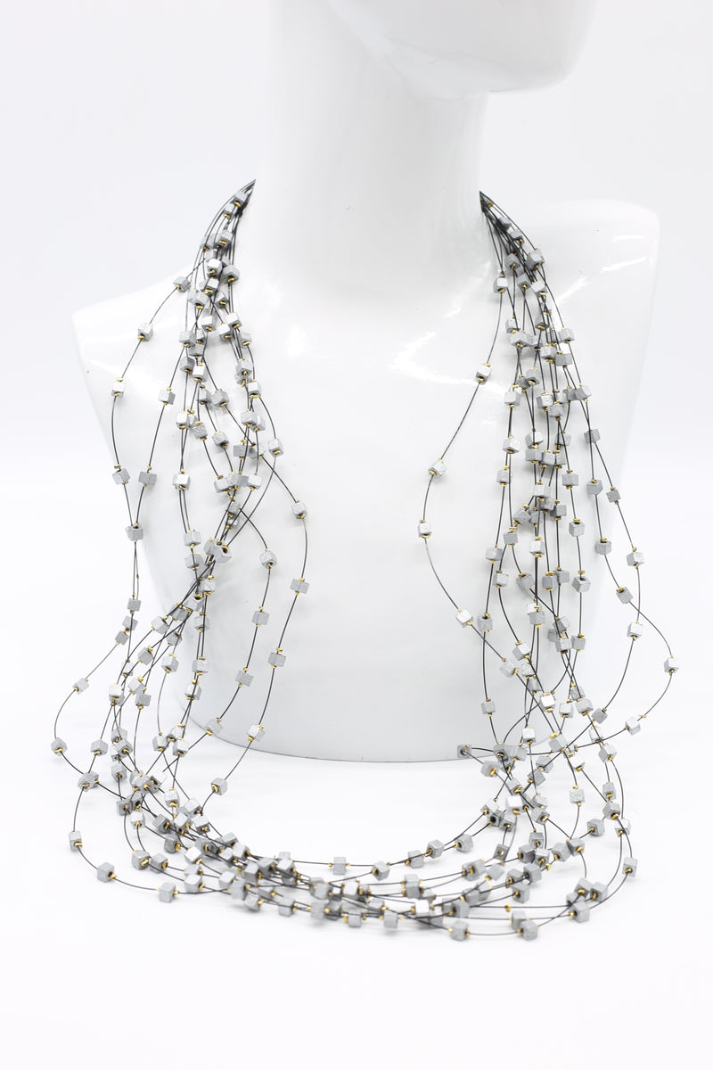 10-Strand Wooden Beads with Crimps Necklaces - Jianhui London