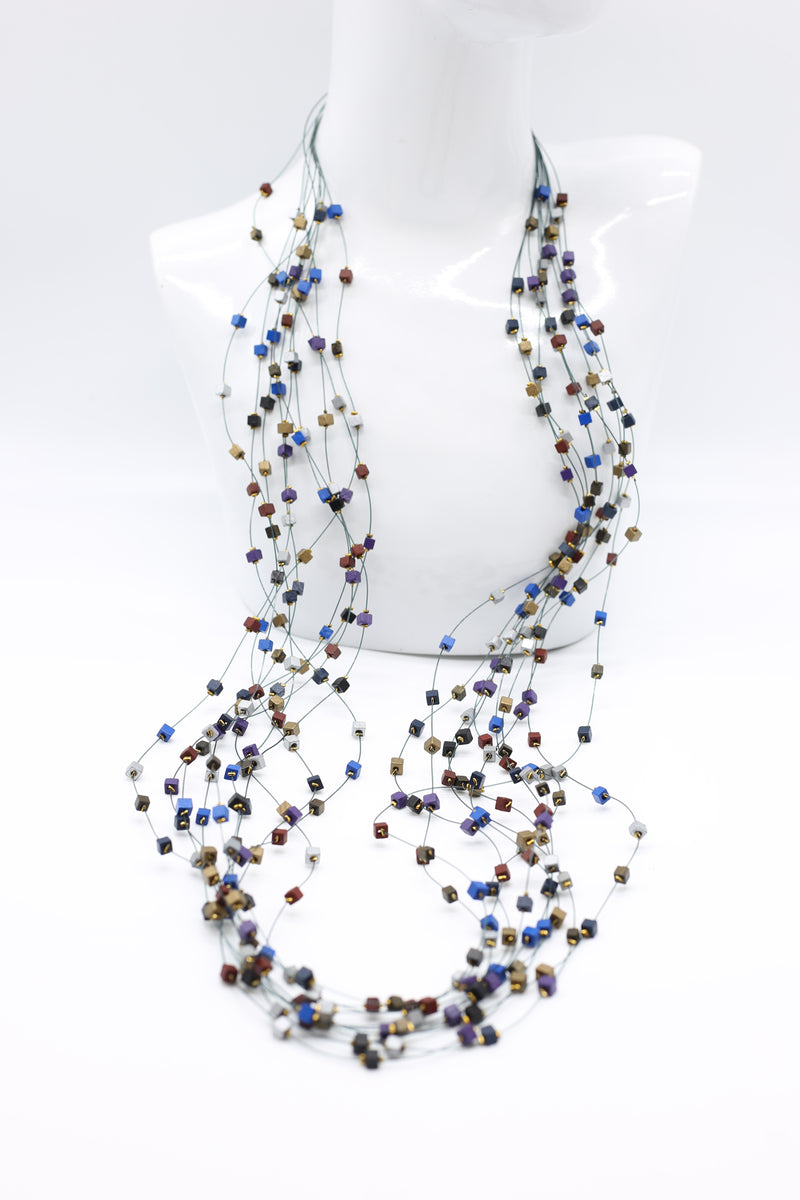 10-Strand Wooden Beads with Crimps Necklaces - Jianhui London