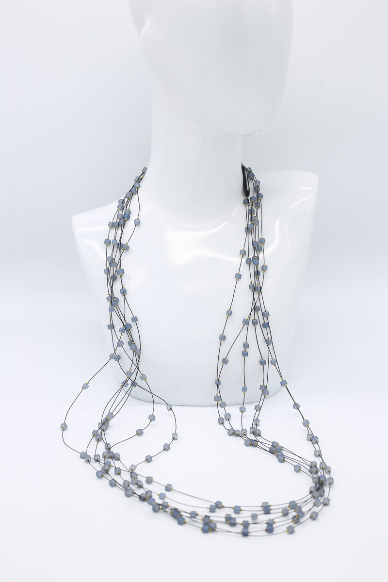 Crystal Cubes on Fishing Wire Necklaces - Small - Jianhui London