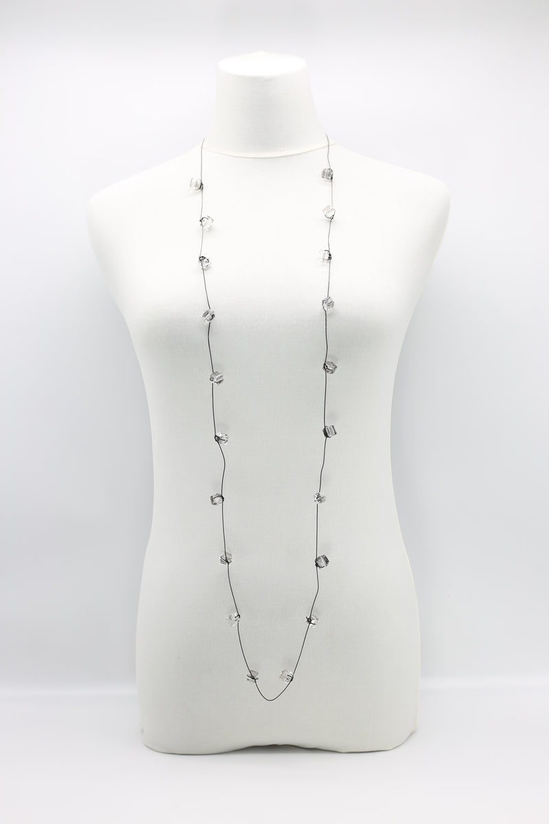 Single strand Black fishing wire Crystal Necklaces - Jianhui London