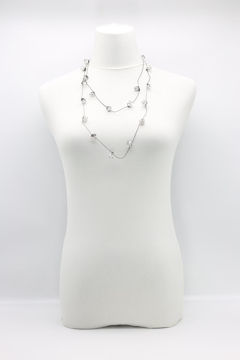 Single strand Black fishing wire Crystal Necklaces - Jianhui London