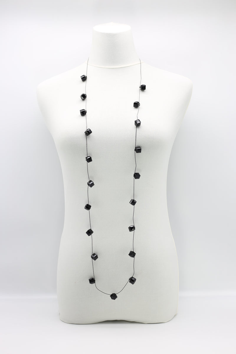 Single strand Black fishing wire Crystal Necklaces - Jianhui London