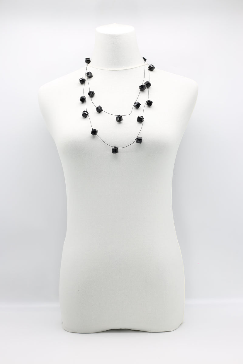 Single strand Black fishing wire Crystal Necklaces - Jianhui London