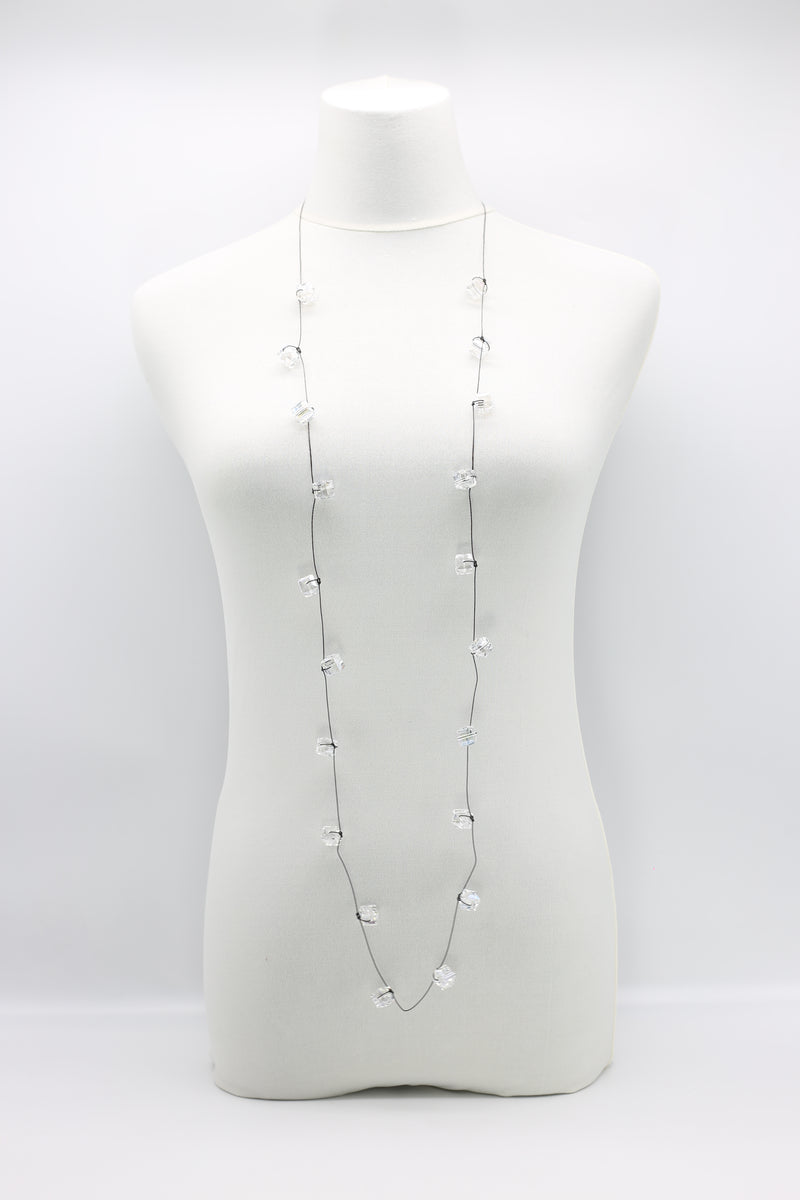 Single strand Black fishing wire Crystal Necklaces - Jianhui London