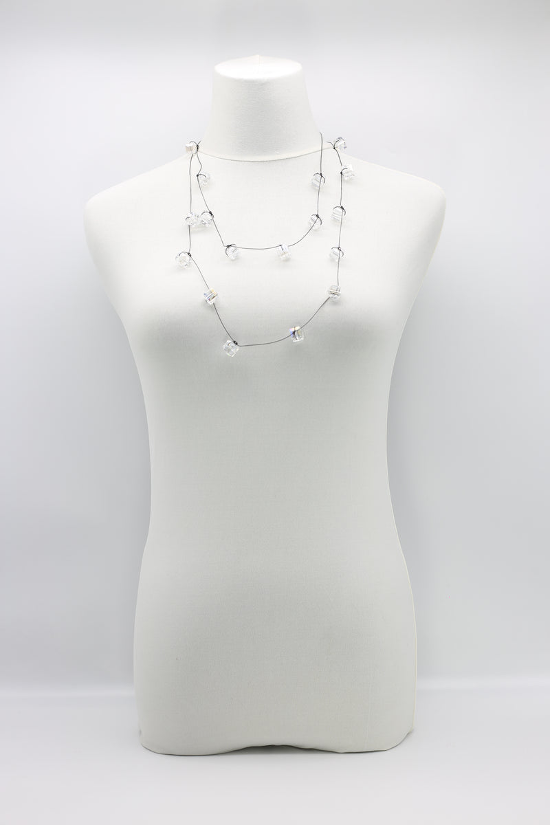Single strand Black fishing wire Crystal Necklaces - Jianhui London
