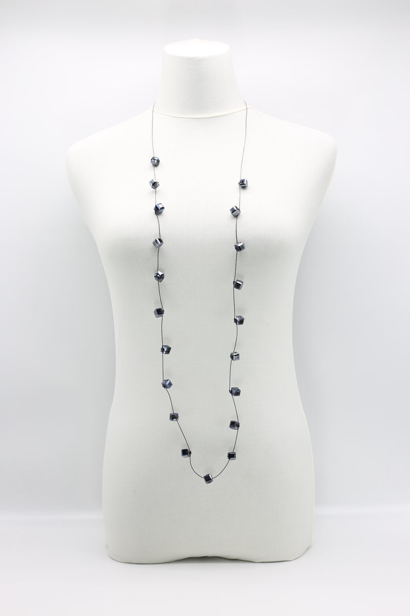 Single strand Black fishing wire Crystal Necklaces - Jianhui London