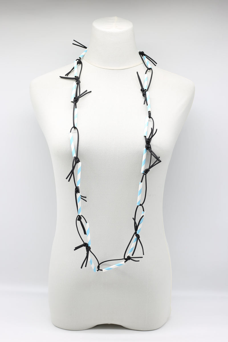 Seaside Stripe Paper Straw Chain Necklaces - Jianhui London