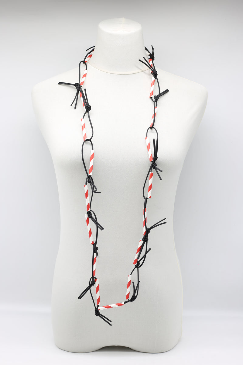 Seaside Stripe Paper Straw Chain Necklaces - Jianhui London