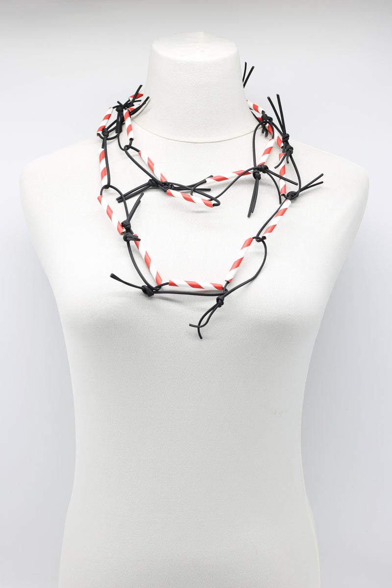 Seaside Stripe Paper Straw Chain Necklaces - Jianhui London