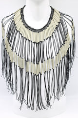 Paper Straw Tribal Fringe Short Necklaces - 2 row - Jianhui London