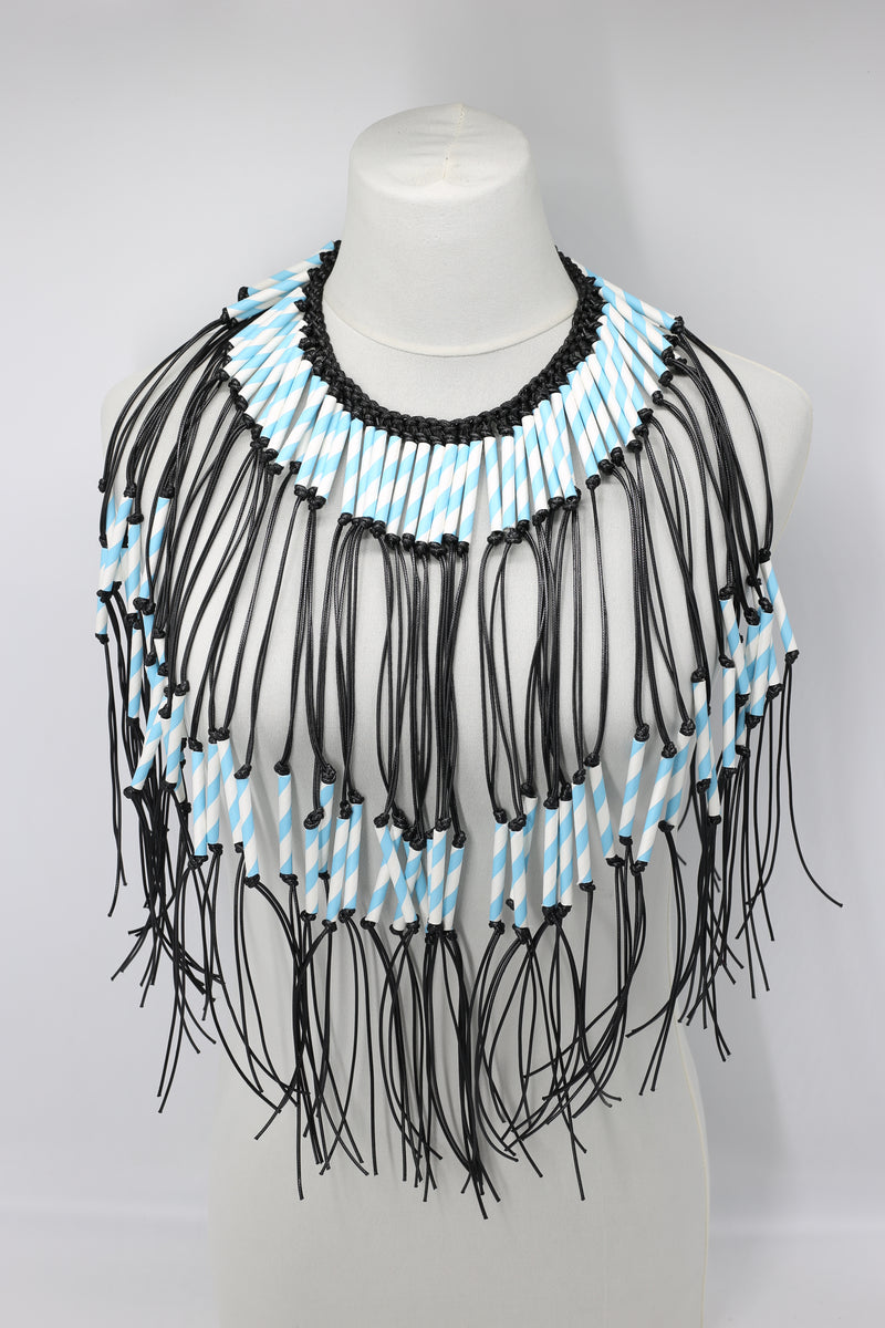 Paper Straw Tribal Fringe Short Necklaces - 2 row - Jianhui London