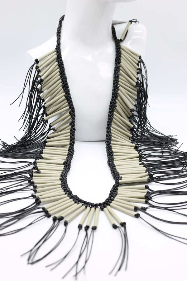 Paper Straw Tribal fringe Long Necklaces - Jianhui London