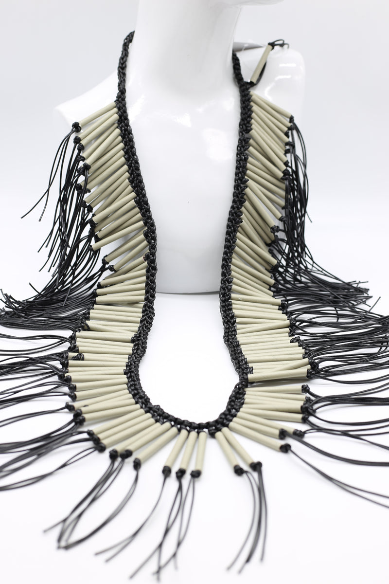Paper Straw Tribal fringe Long Necklaces - Jianhui London