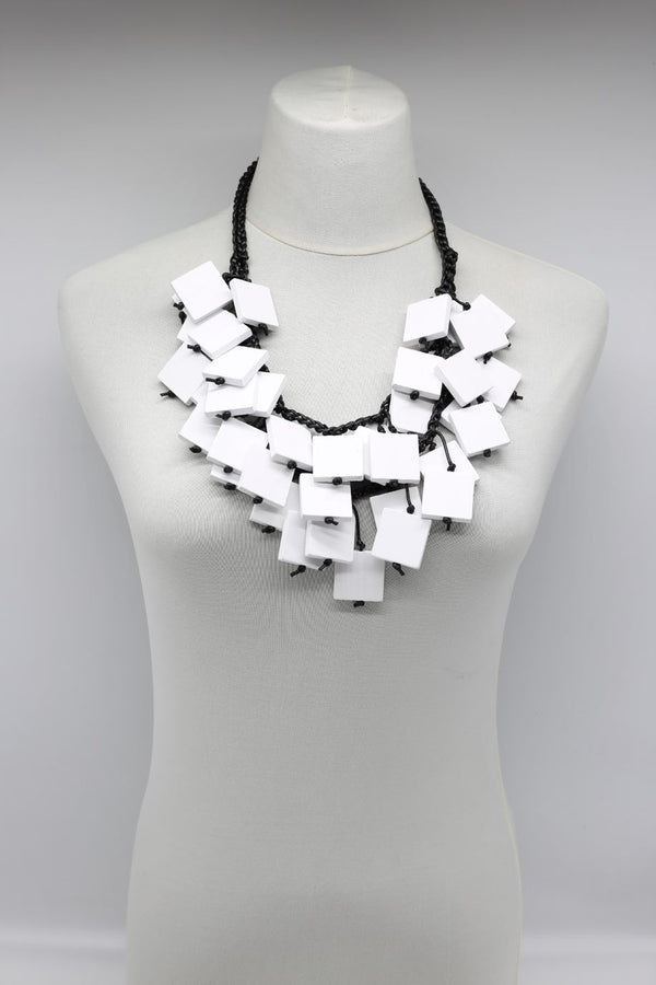 Woven Double Row 3x3 Squares Necklaces - Jianhui London