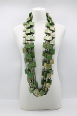 5 Strand 3x3 Squares Necklace - Hand painted - Jianhui London