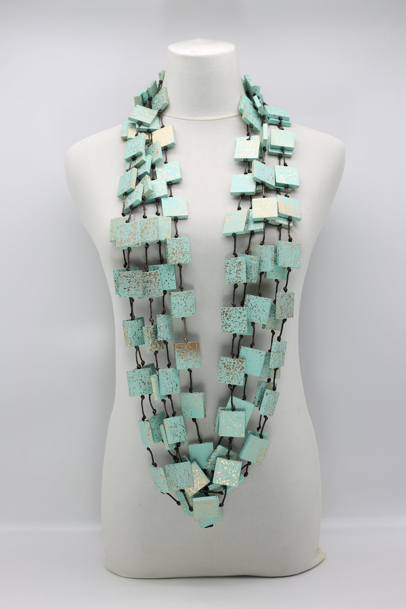 5 Strand 3x3 Squares Necklace - Hand painted - Jianhui London