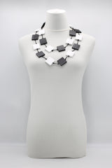 RECYCLE WOOD SQUARE NECKLACE -DUO BLACK/WHITE - Jianhui London