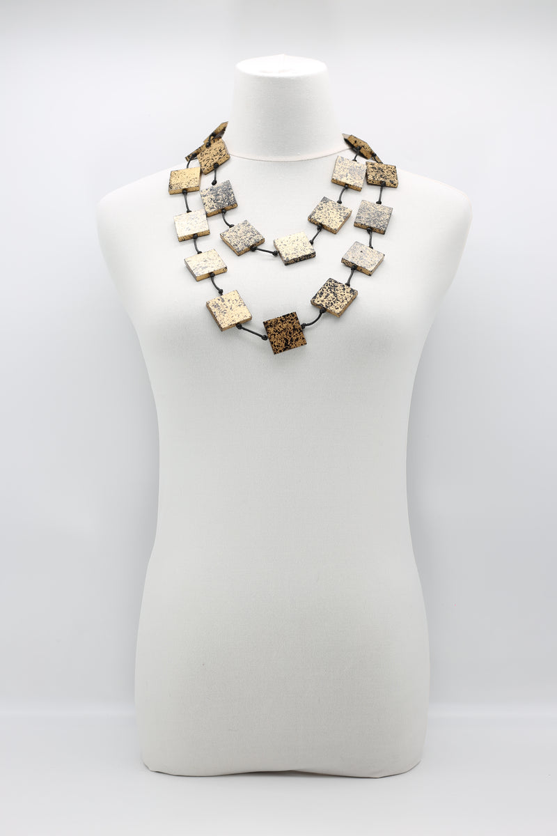 Recycled wood hand painted Necklace - Jianhui London