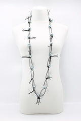 Faux Pearls on Leatherette Chain Necklace - Jianhui London