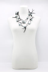 Faux Pearls on Leatherette Chain Necklace - Jianhui London