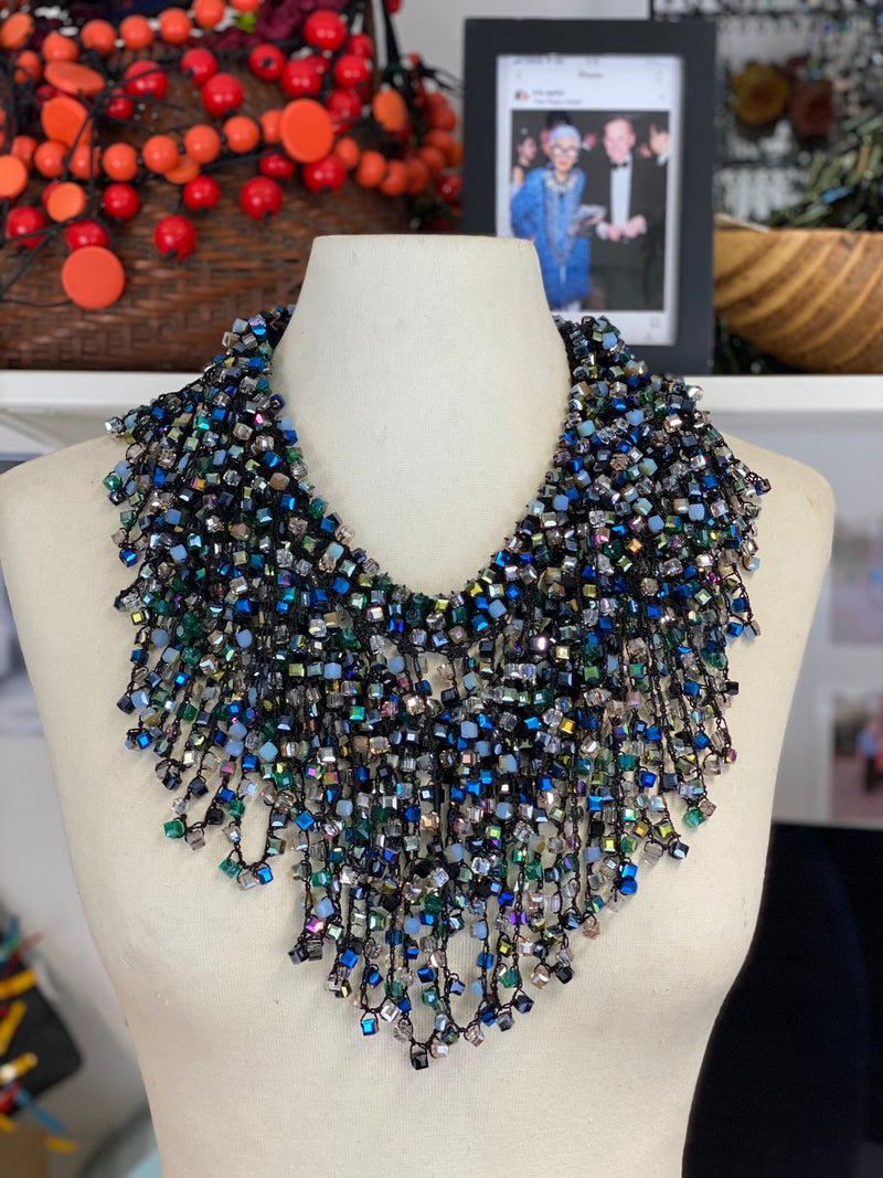 6 x 6 Crystal Fringe Necklace - Jianhui London