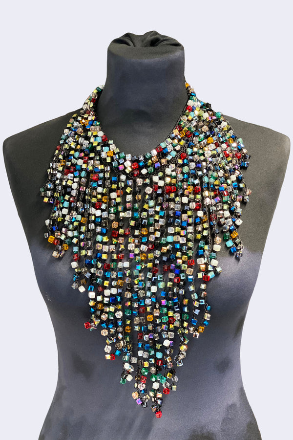 6 x 6 Crystal Fringe Necklaces - Long Tassle - Multi colour - Jianhui London