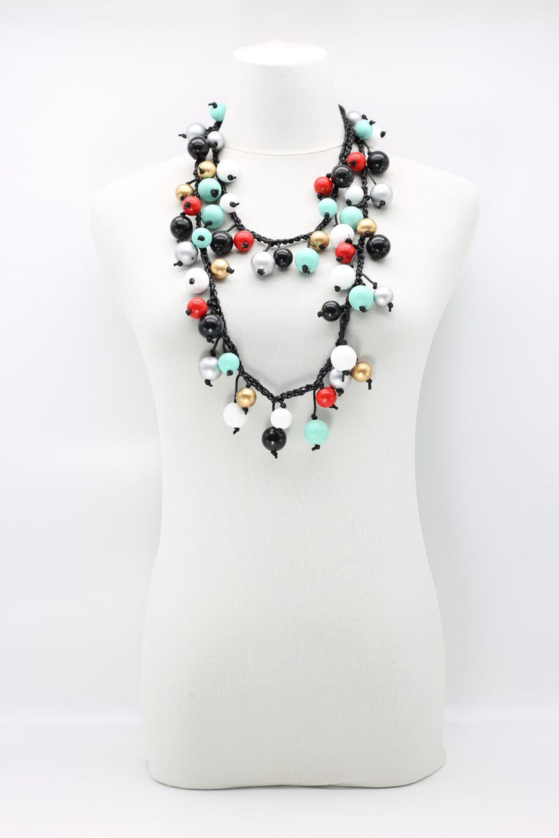 Berry Beads on Cotton Cord Necklace - Long - Jianhui London