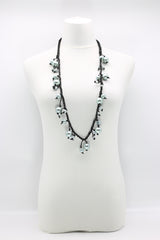 Faux Pearls on Cotton Cord Necklace - Short - Grey - Jianhui London